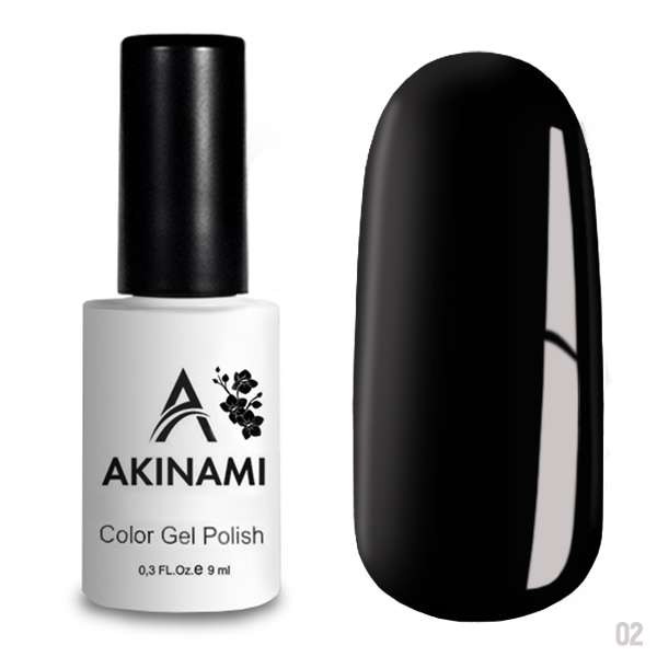 Гель-лак Akinami 002 Black, 9мл