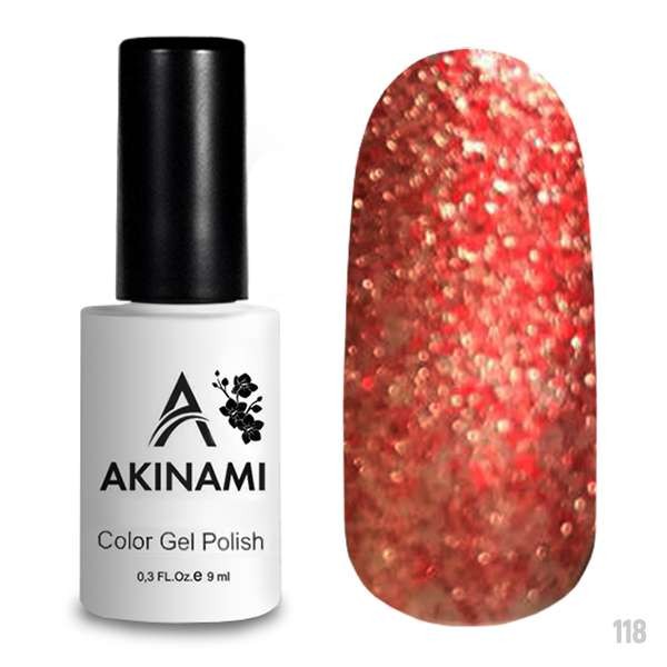 Гель-лак Akinami 118 Red Sparkle, 9мл