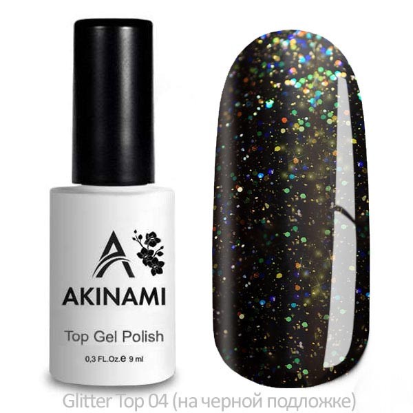 Топ для гель-лака без липкого слоя Akinami Glitter Top Gel 4, 9 мл