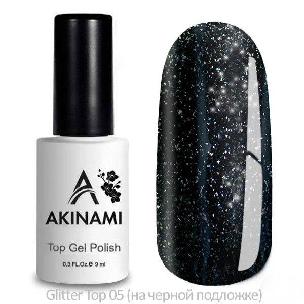 Топ для гель-лака без липкого слоя Akinami Glitter Top Gel 5, 9 мл